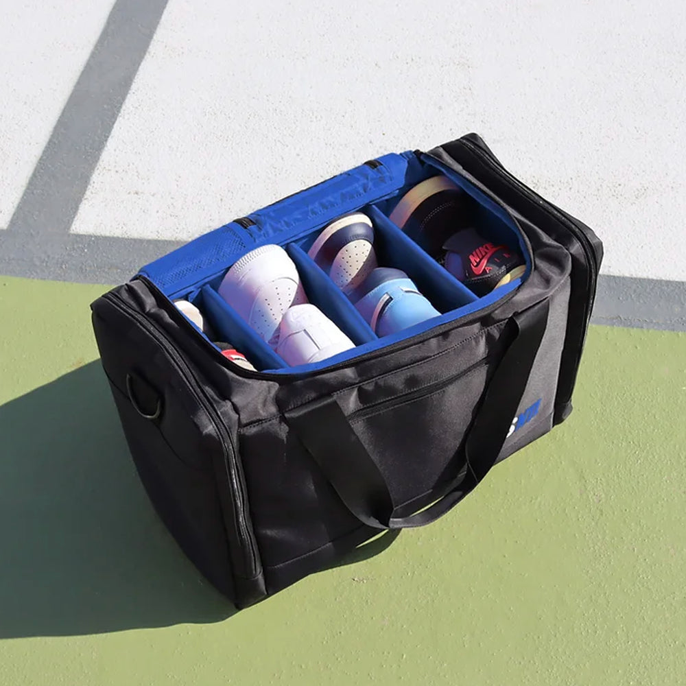 The Ultimate Sneaker Travel Duffel Bag: Black/Blue Edition - Only 7 Left in Stock!